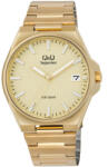 Q&Q férfi karóra, arany színű nemesacél tok, arany színű foszforeszkálós számlap, arany színű nemesacél csat S21A-006PY (4216-4)