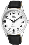 Q&Q férfi karóra, quartz, ezüst színű nemesacél tok, fekete színű bőrszíj, fehér számlap, (Superior) C23A-010VY (4071-9)