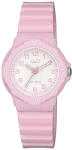 Q&Q gyerek karóra, quartz, rózsaszín színű műanyag tok, rózsaszín színű műanyag szíj, fehér számlap V07A-007VY (4220-1)