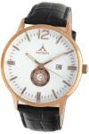 ASTRON 5554-0 férfi karóra, rózsaarany színű nemesacél tok, fekete bőrszíj, fehér számlap, keményített ásványüveg, multifunkciós quartz szerkezet, 50 m (5 ATM) vízállóság (5554-0) - oranagykereskedes