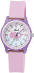 Q&Q gyerek karóra, quartz, lila színű műanyag tok, figurás színű számlap, rózsaszínű műanyag szíj, VS59J001Y (4097-3)