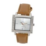 Cardy női karóra, ezüst színű fémtok, barna színű szíj, ezüst színű számlap, quartz szerkezet, cseppmentes (2632-8)