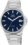 Q&Q férfi karóra, quartz, ezüst színű nemesacél tok, ezüst színű nemesacél csat, kék számlap, (Superior), S21A-003VY (4200-8)