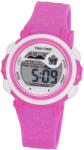 TIKO TIME női műanyag karóra, quartz, ciklámen és fehér színű tok és csat, LCD számlap (7455-7)