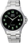 Q&Q férfi karóra, ezüst színű nemesacél tok, ezüst színű nemesacél csat, fekete számlap, (Superior) C51A-001VY (4204-9)