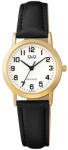 Q&Q női karóra, quartz, arany színű tok, fekete színű bőrszíj, fehér számlap C40A-010PY (4218-8)