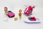 Mamido Păpuși mini Leo și Nini cu mașină, barcă, elicopter și căței (S-55881) Papusa