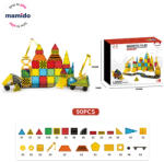 Mamido Set de construcție magnetic oraș transport 90 piese, Vehicule de transport MT1491 (MT1491) Jucarii de constructii magnetice