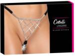 Cottelli Collection - nyitott string tanga ezüst dísszel (fekete, S-L) (23229271101) - shop