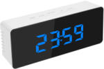 MRG Ceas Digital Led cu Oglinda MRG M1162, De Birou, Termometru si Alarma, Iluminare Continua, Afisaj 12/24 h, USB, Afisaj Albastru Ceas