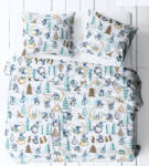  Karácsonyi pamut 3 részes ágynemű huzat - 140x200 cm / kék sapkás téli manó mintás