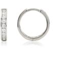 Ezüst fülbevaló bepattintós vékony karika fehér köves 12mm