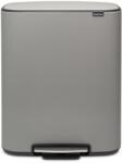 Brabantia Bo Pedal Bin pedálos szelektív hulladékgyűjtő szagmentesen záródó Soft-Close fedél, műanyag tartály, 2x30L - O méret, acél, betonszürke ásványi textúra - 211485 (211485)