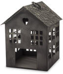 ART-POL Sötétbarna fém mécsestartó házikó szögletes ablakokkal fogantyúval 24x19x20, 5cm (167553)