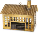 ART-POL Patinás arany szín fém mécsestartó házikó ablakokkal 23x27x20cm (174324)