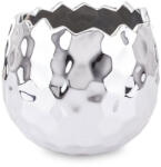 Art-Pol Ambasador design kerek kerámia ezüst virágtartó kaspó csipkézett szegéllyel 11x11x11cm (144613)