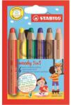 STABILO Színes ceruza készlet, kerek, vastag, STABILO "Woody 3 in 1", 6 különböző szín (8806) - nyomtassingyen