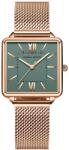 Hannah Martin Ceas dama Hannah Martin Cadran patrat Quartz Analog Elegant Auriu verde smarald Ceas