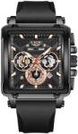 Lige 89217 Ceas Barbati Quartz, Square Design, Silicon Strap, Luminous, Calendar, Waterproof 3ATM, Sport Casual
