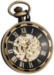 Gorben Ceas de buzunar, Gorben, Clasic, Vintage, Mecanic, Skeleton, Lant, Cifre romane, Auriu Negru Ceas