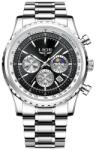 LIGE Ceas barbatesc Lige Quartz Analog Otel inoxidabil Argintiu Negru Cronograf Data Ceas