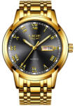 LIGE Ceas de mana barbati Lige Elegant Analog Quartz Luxury Auriu Negru Ceas
