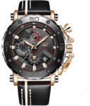 LIGE Ceas de mana barbatesc, Lige, Analog, Fashion, Casual, Curea din piele, Ecran mare, Cronograf, Mecanism Quartz Ceas