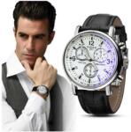 Yazole 271 fekete bőr szíjas elegáns karóra. 10oc