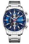 Curren Kék számlapos, ezüst szíjas férfi karóra. Chronograph M8351