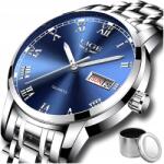 LIGE Férfi Óra Lige Klasszikus Elegáns Acél Dátum Kijelző 3 Színben Díszdoboz (Zegarek męski LIGE 9846 na bransolecie stal)