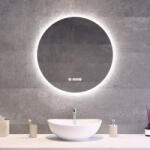 Welland Kerek Led tükör Ø60cm Welland Zoey | Páramentesítő - Óra - Fényerő + színhőfok állítás (INS-200160-CD)