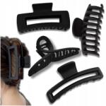 EdiBazzar Szett 4 db masszív, fekete hajcsat, nagy csattal, klasszikus hajcsatok (Zestaw 4 solidnych czarnych spinek do włosów)