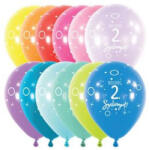  Szám, Számos latex lufi 11" 28cm 6db 2-es lufi Boldog 2. szülinapot! (LUFI758050)