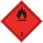 ADR 2.1 Gyúlékony Gázok Bárca, öntapadós, 100x100mm - Tekercs (250 db)