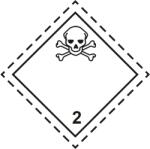 ADR 2.3 Mérgező Gázok Bárca, öntapadós, 100x100mm - Tekercs (250 db)