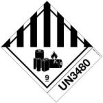 ADR 9A Osztály (Akkumulátorok) bárca + UN3480, öntapadós matrica, 120x100mm - Csomag (50 db)