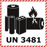 ADR Akkumulátor jelölés - UN3481 öntapadós matrica, 100x100mm - Tekercs (250 db)