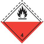 ADR 4.2 Osztály öngyulladásra hajlamos anyagok bárca, öntapadós matrica, 100x100mm - Csomag (50 db)