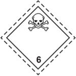 ADR 6.1 Osztály Mérgező anyagok bárca, öntapadós matrica, 100x100mm - Csomag (50 db)