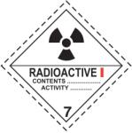 ADR 7A Osztály radioaktív anyagok Cat I. bárca, öntapadós matrica, 100x100mm - Tekercs (500 db)