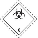 ADR 6.2 Osztály fertőző anyagok bárca, öntapadós matrica, 100x100mm - Tekercs (250 db)