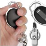 EdiBazzar Retraktor zsinór kihúzható, Outdoor karabiner kulcstartó, 68cm zsinór, fém (Brelok do kluczy z linką retraktor)