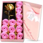 EdiBazzar Művirág Kompozíció 12 db Szappanrózsa Csokor Fej Dekoráció Ajándék (Bukiet róż mydlanych 12 szt różowe kwiatki)