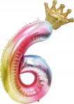  Nagy Fólia Lufi Születésnapra Szám 6 Színes 100cm +korona