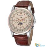 Forsining Ceas barbatesc Forsining cu Moon Phase (arata noapte/zi), curea din piele maro, mecanism automatic-mecanic, stil business + cutie cadou (FORFSG314625) Ceas