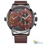 MINI FOCUS Ceas Mini Focus, rezistent la apa 3Bar, mecanism Quartz, curea din piele maro, afisaj analogic, calendar complet, stil Fashion + cutie cadou (MF20180030F4646) Ceas