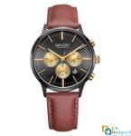 MEGIR Ceas de dama Megir, rezistent la apa 3Bar, mecanism Quartz, curea din piele maro, afisaj analogic, calendar complet, cronometru, stil Fashion + cutie cadou (MF201812011R4656) Ceas