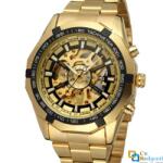 Forsining Ceas Forsining schelet barbatesc automatic Gold, bratara din otel inoxidabil, rezistent la zgarieturi, stil fashion + cutie cadou (FORFSG804626) Ceas