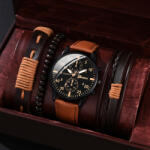 Geneva Set cadou cu ceas barbatesc Geneva XR4879BR si trei bratari elegante Ceas
