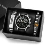 Geneva Set cadou cu ceas barbatesc Geneva Royal argintiu si doua bratari elegante Ceas